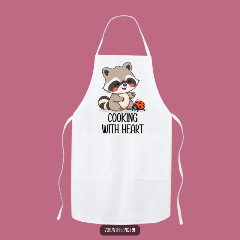 Funny Kawaii Raccoon Ladybug Apron, Helpful Kitchen Humor, Chef's Gift