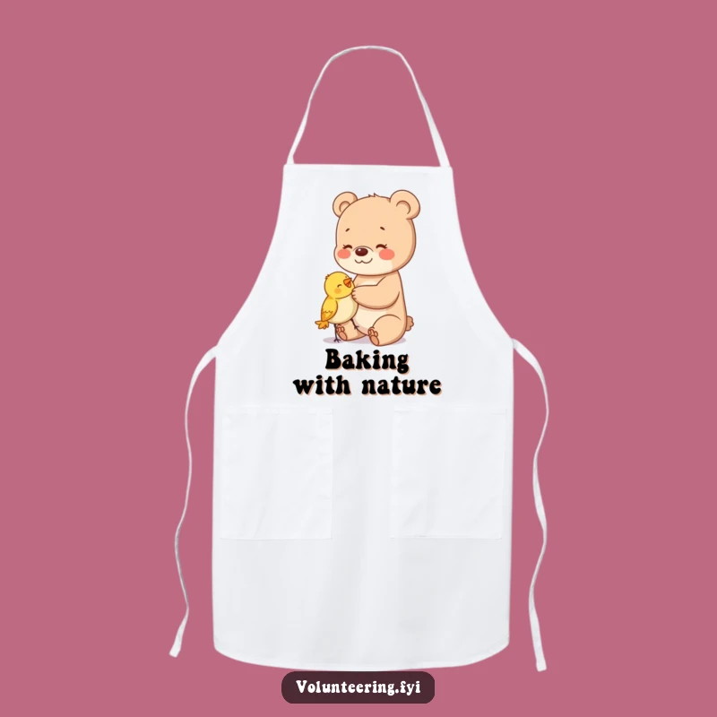 Funny Bear Cub Apron: Gentle Chef Handling Birdseed