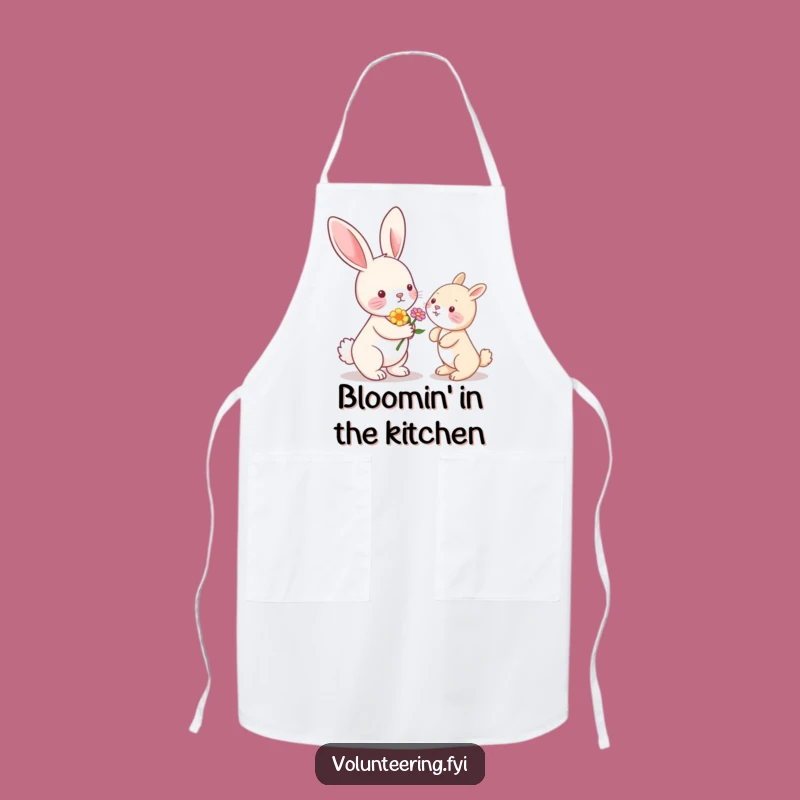 Funny Kawaii Bunny Flower Apron: Cute Animal Kitchen Gift