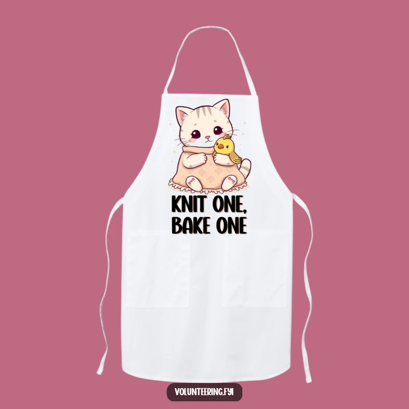 Funny Kawaii Cat Knitting Apron: Crafty Kitchen Companion, Perfect Funny Gift for Bakers
