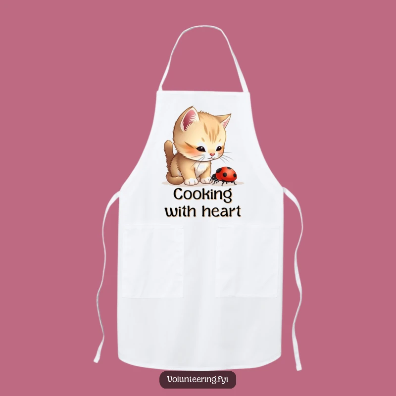 Funny Kitten Ladybug Apron: Helpful Pet Kitchen Wear, Perfect Funny Gift