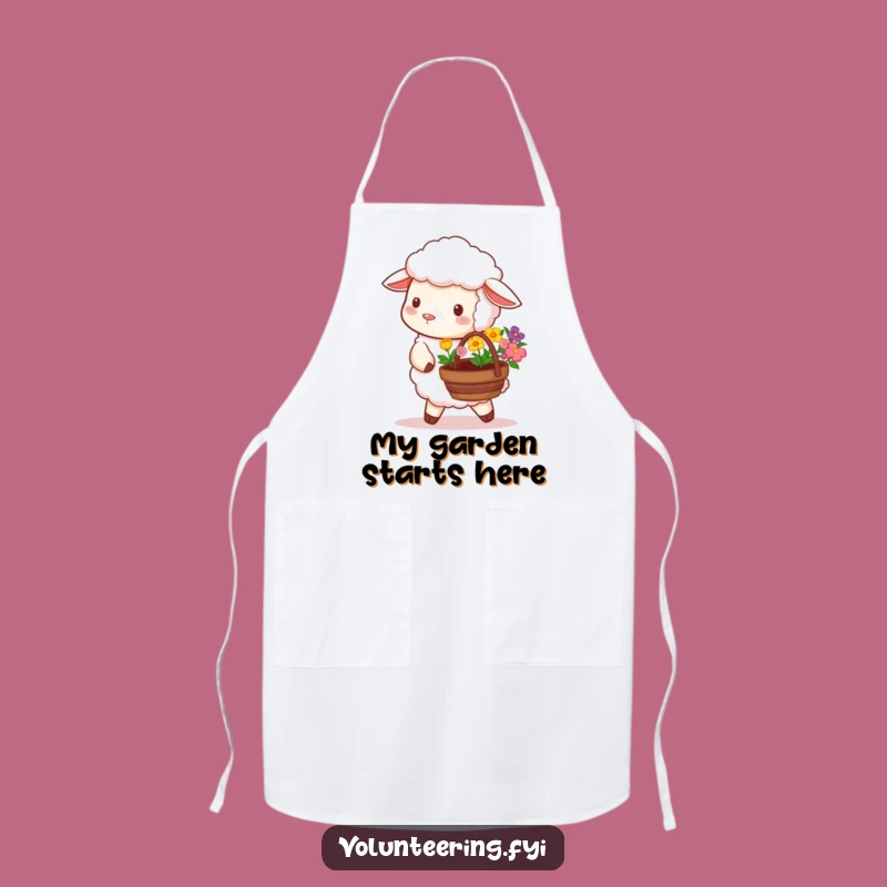 Funny Sheep Flower Planting Apron - Humorous Kitchen Wear for Gardeners