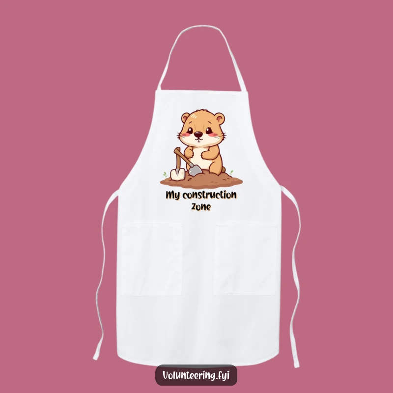 Funny Beaver Construction Apron - Humorous Kitchen Wear for Builders