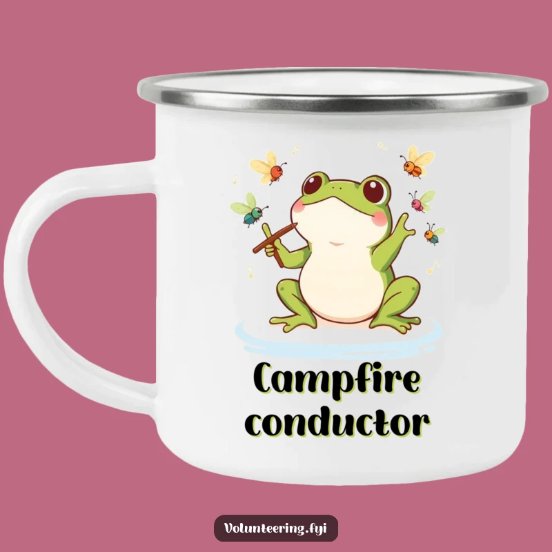 Funny Kawaii Frog Conductor Camping Mug: Outdoor Symphony Cup, Perfect Adventure Funny Gift