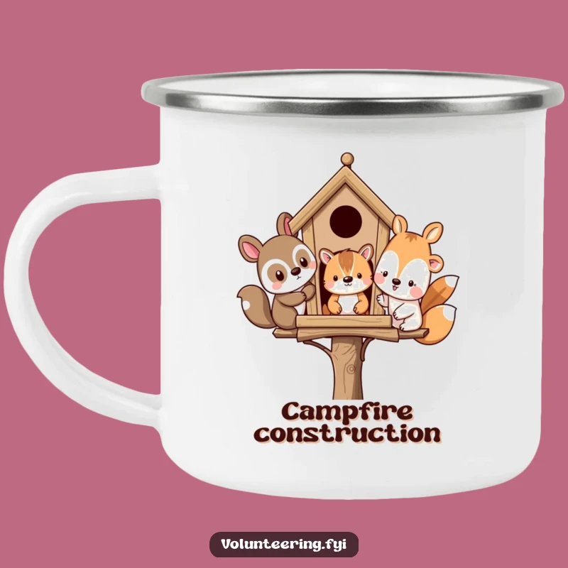Funny Animal Friends Birdhouse Camping Mug: Adventure and Laughter by the Fire