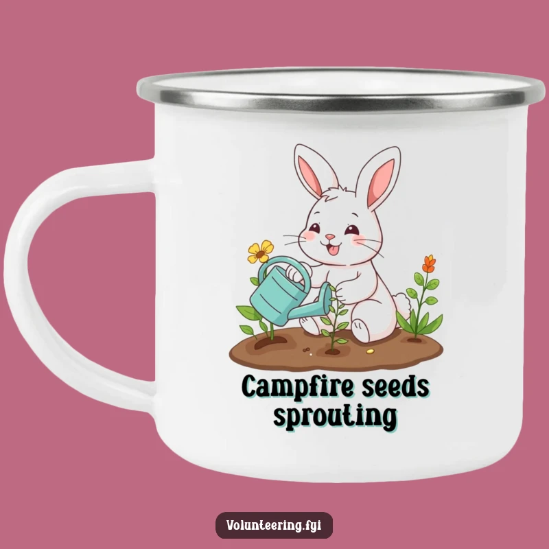 Funny Bunny Gardener Camping Mug - Outdoor Planting Humor