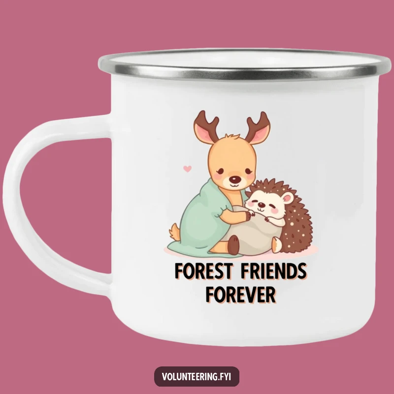 Funny Kawaii Deer & Hedgehog Camping Mug: Adventure Coziness Funny Gift