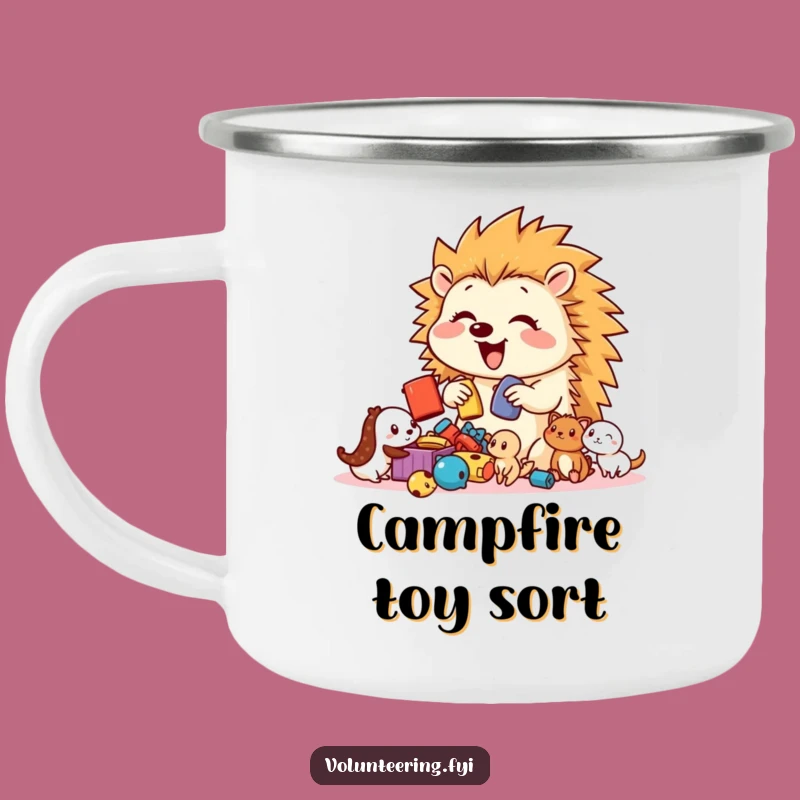Funny Hedgehog Toy Sorter Camping Mug: Durable Playful Drinkware, Great Outdoor Gift