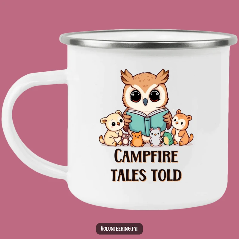 Funny Kawaii Owl Reading Camping Mug, Outdoor Learning, Adventure Gift