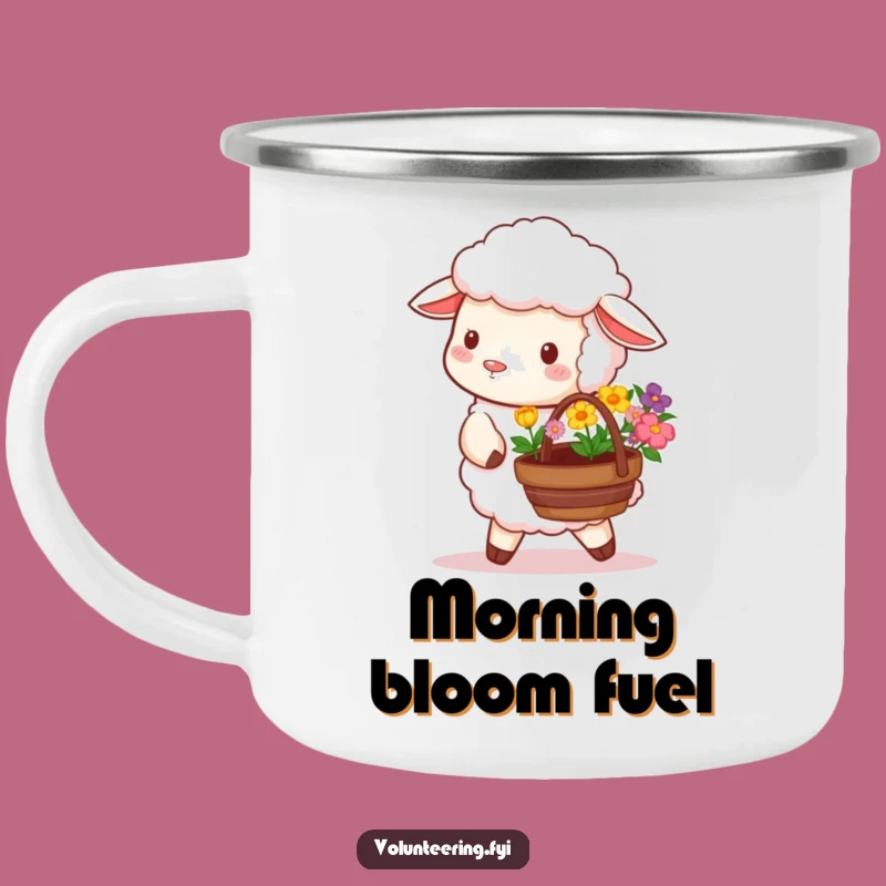 Funny Sheep Flower Camping Mug - Durable & Humorous Outdoor Drinkware