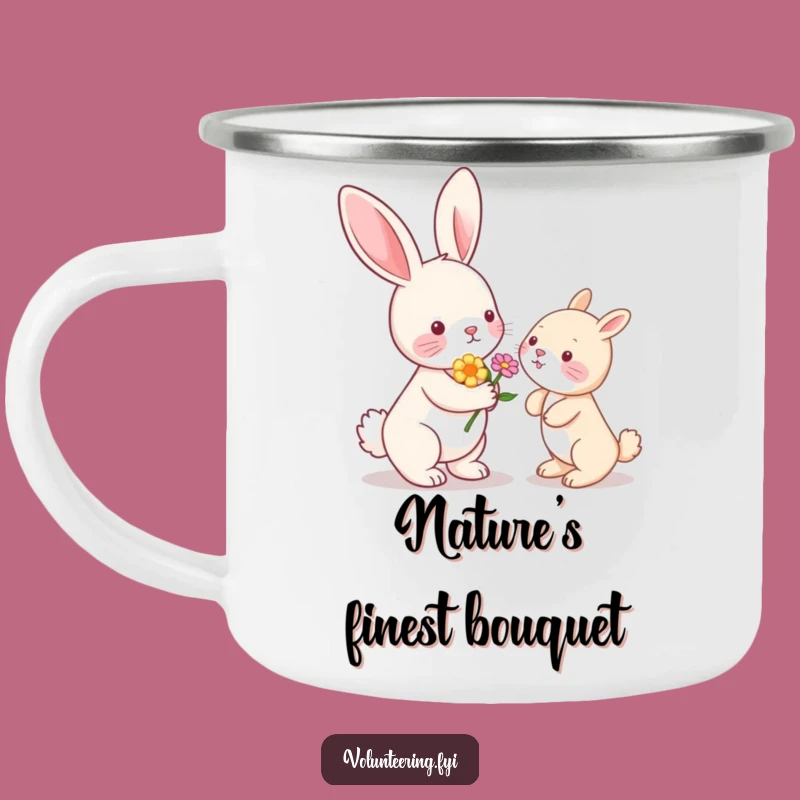 Funny Kawaii Bunny Flower Camping Mug: Cute Animal Outdoor Gift