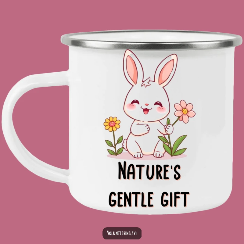 Funny Camp Bunny Mug: Hilarious Outdoor Cheer and Flower Power