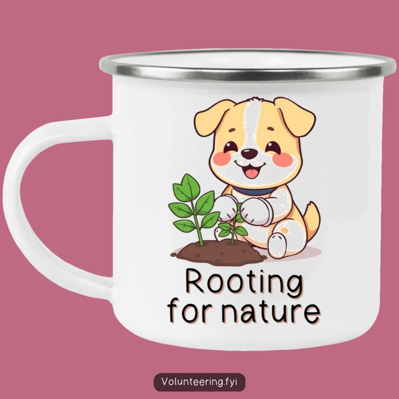 Funny Dog Planting Camping Mug: Enjoy Drinks with a Happy Gardener Pup!