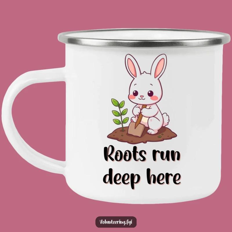 Funny Bunny Gardener Camping Mug: Durable Mug with Cute Character Planting Tree, Funny Gift