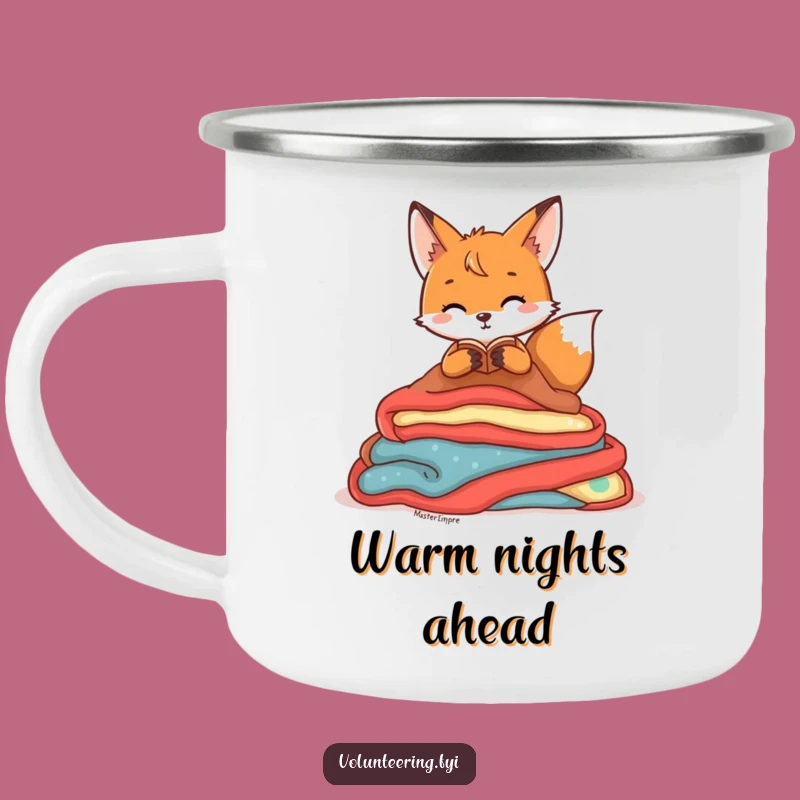 Funny Fox Den Camping Mug: Durable Mug with Playful Character Organizing Blankets, Funny Gift