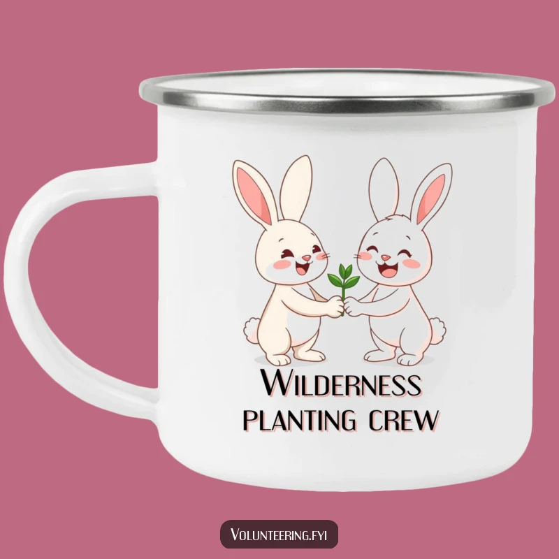 Funny Bunny Campfire Mug: Cheerful Friend Sharing Seedling Adventures