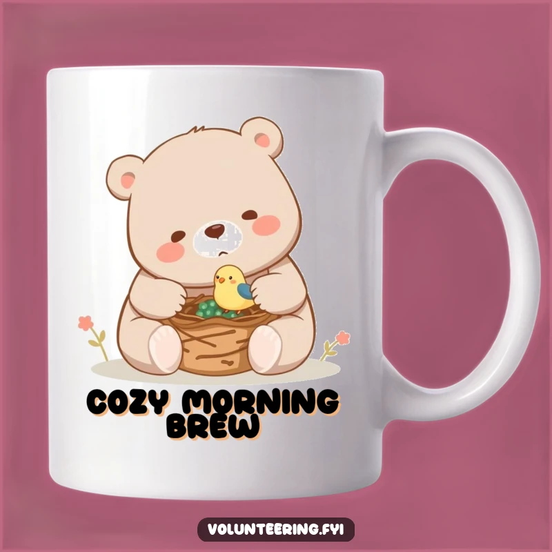 Funny Bear Bird Nest Mug: Playful Helper, Perfect Caring Funny Gift