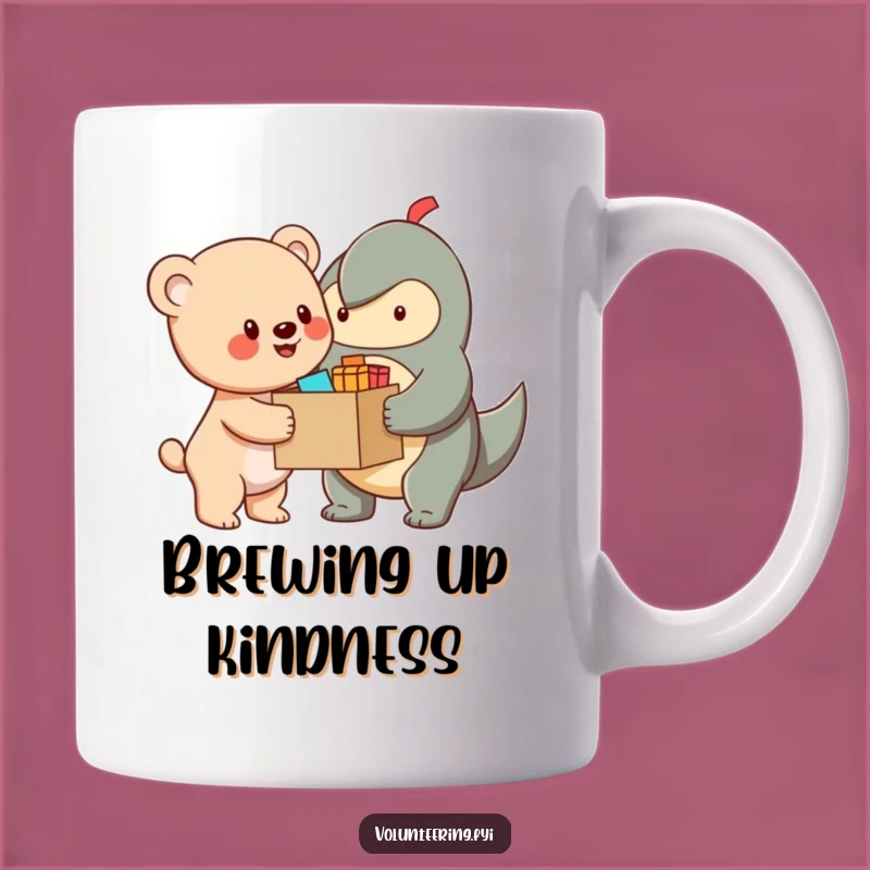 Funny Bear Cub Helper Mug: Cheerful Character Sharing Supplies, Perfect Funny Gift Idea