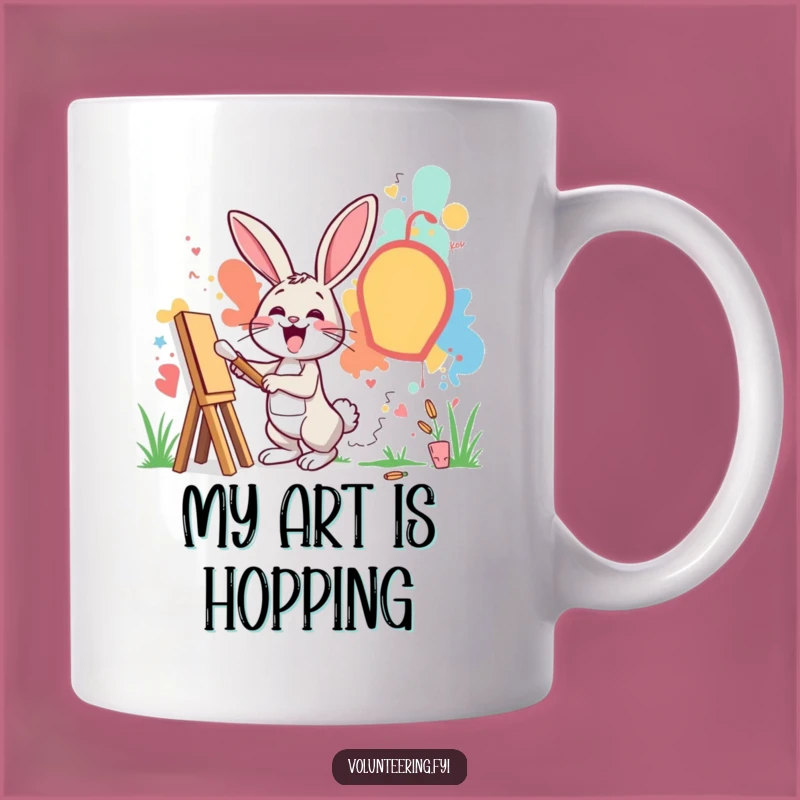 Funny Excited Rabbit Mug: Artistic Community Gift for Creative Souls