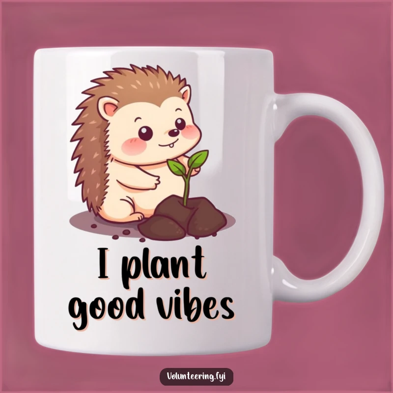 Funny Kawaii Hedgehog Planting Seedling Mug - Adorable Garden Gift for Plant Lovers