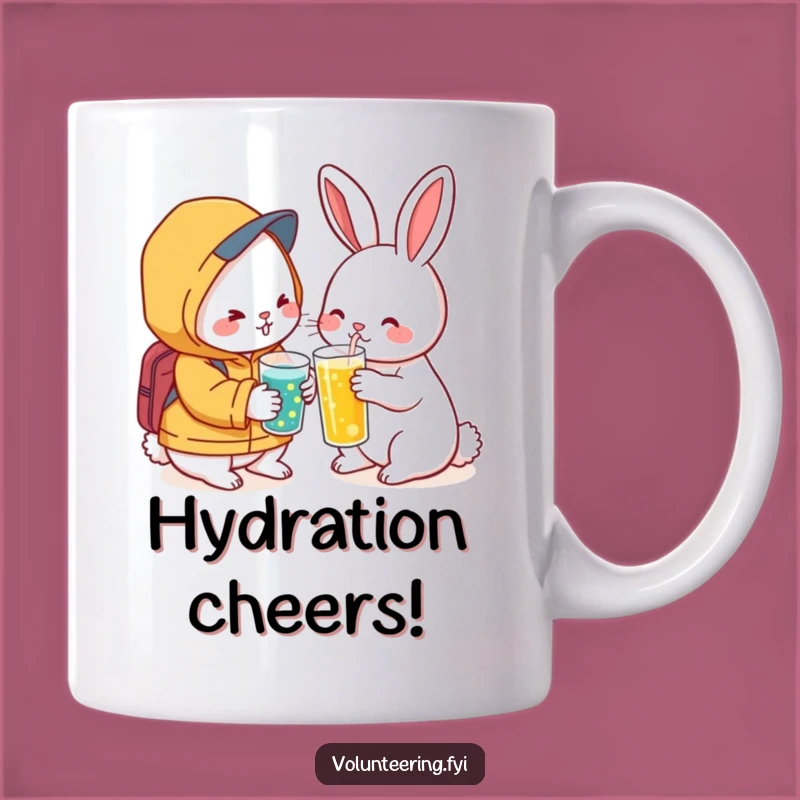Funny Kawaii Rabbit Drink Mug: Hydration Hero Gift, Perfect Cheerful Buddy Present