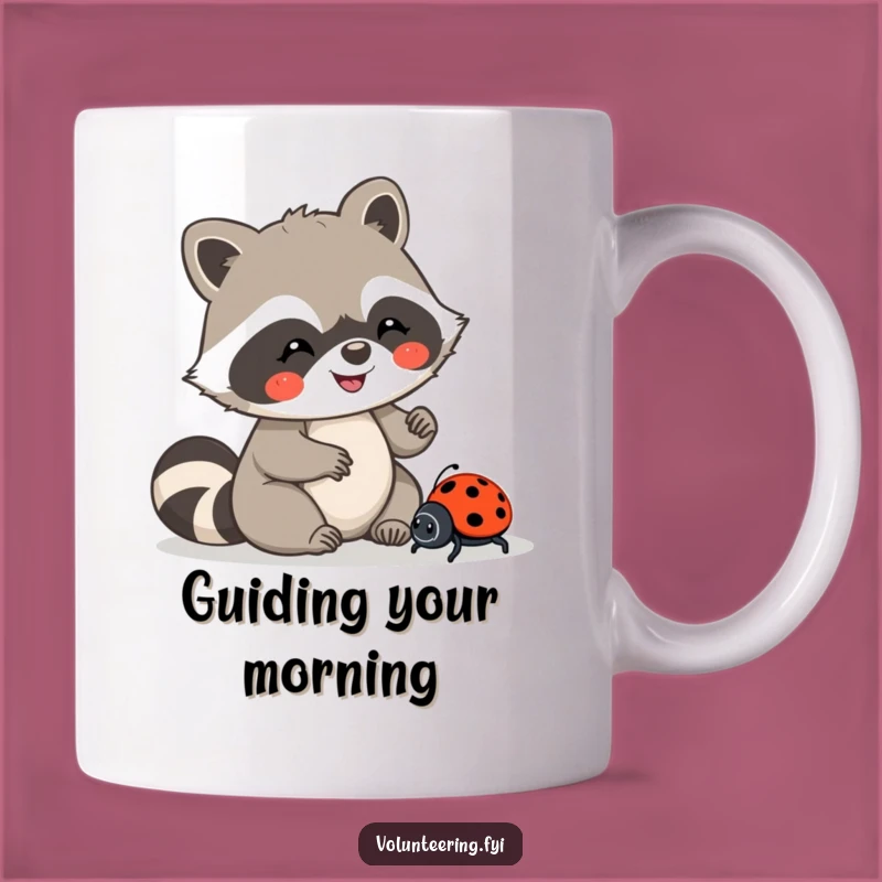 Funny Kawaii Raccoon Ladybug Mug, Helpful Animal Humor, Perfect Kind Gift