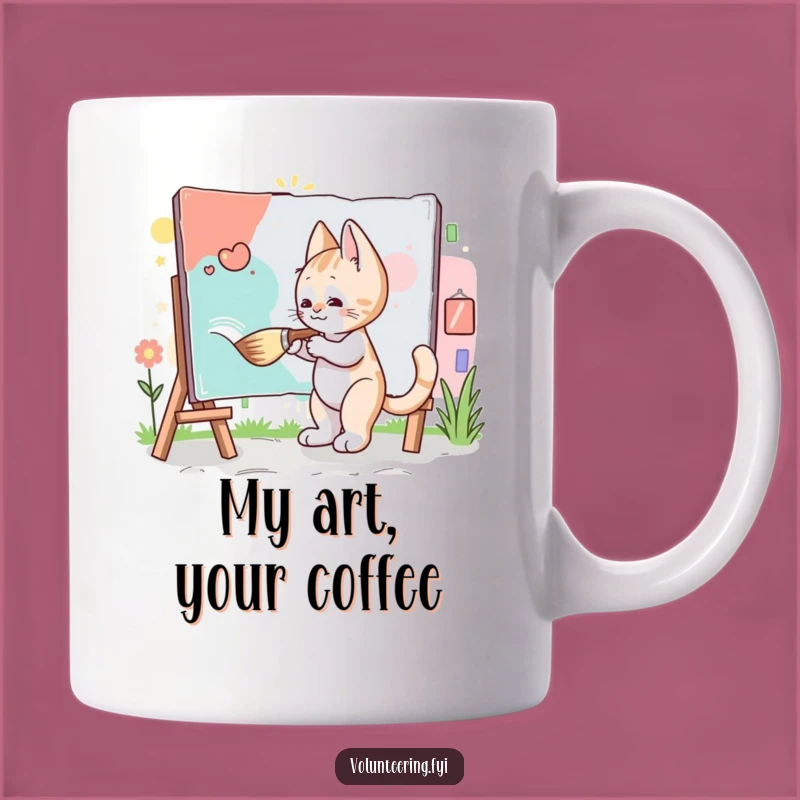 Funny Kitten Artist Mug: Diligent Painter - Hilarious Art Gift for Creative Souls
