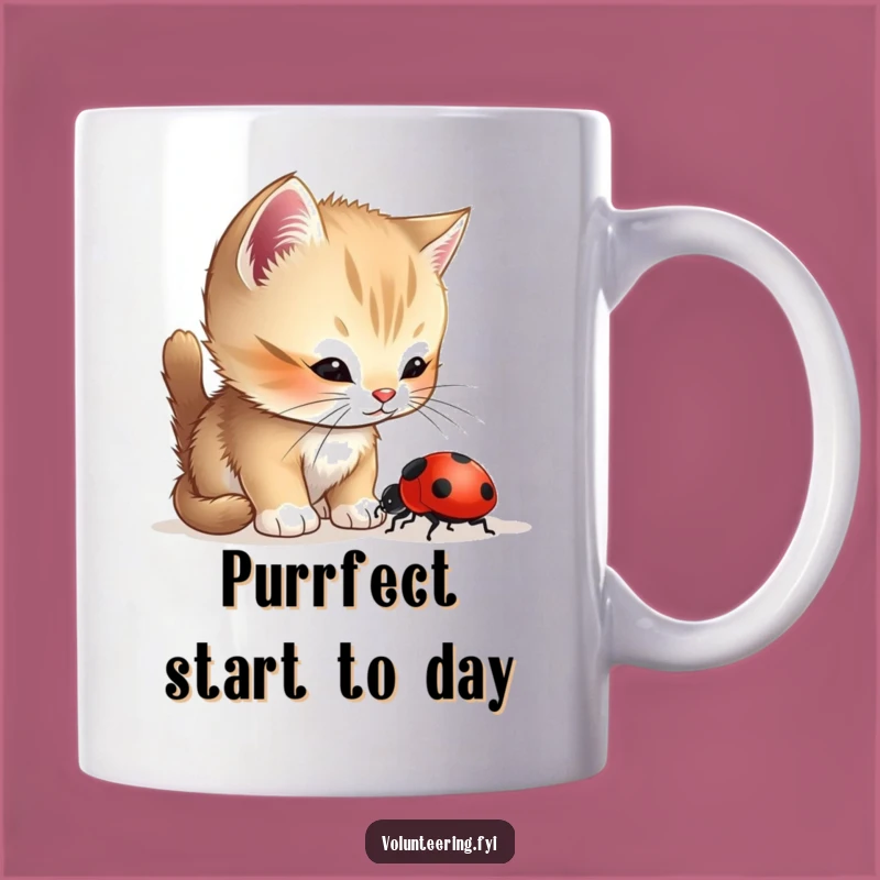 Funny Kitten Ladybug Mug: Helpful Pet Gift for a Kind Morning