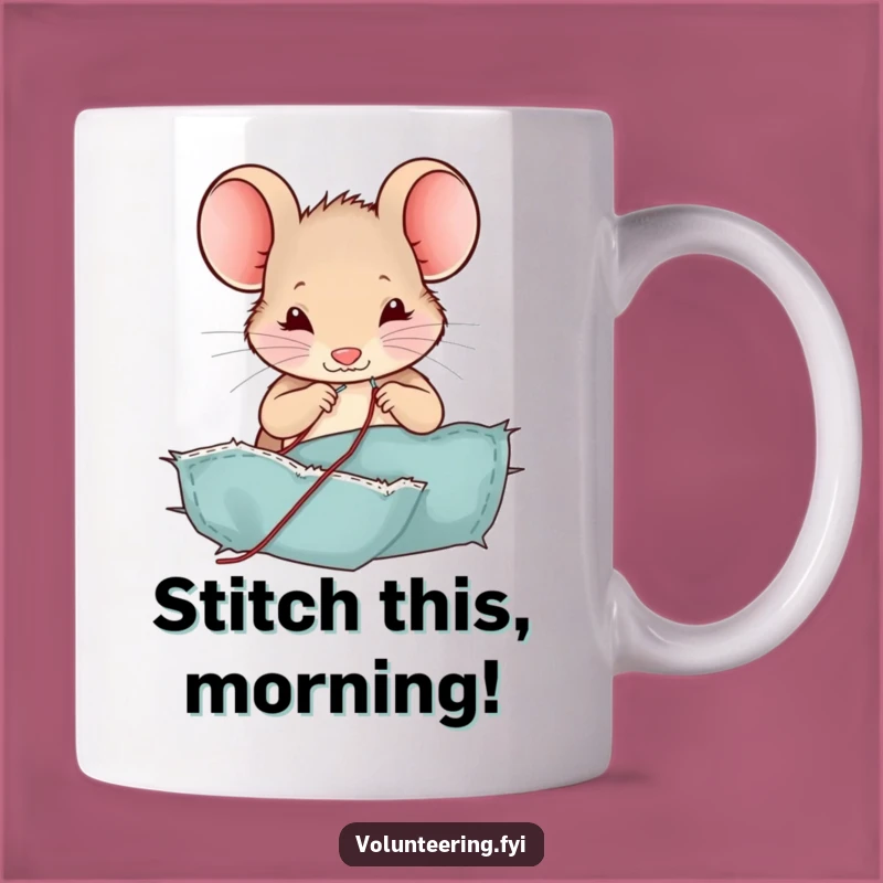 Funny Mouse Sewing Mug: A Contented Crafter's Perfect Gift for Hobbyists