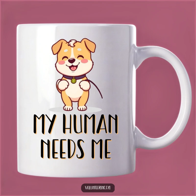 Funny Kawaii Dog Walking Mug: Loyal Companion & Elder Care Funny Gift