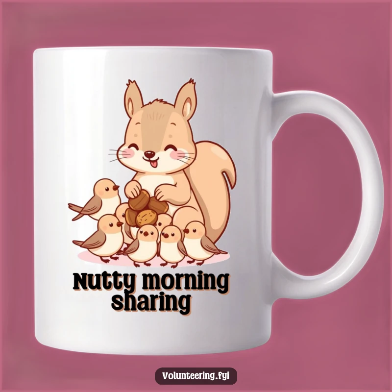Funny Kawaii Squirrel & Birds Mug - Adorable Sharing Gift for Nature Lovers