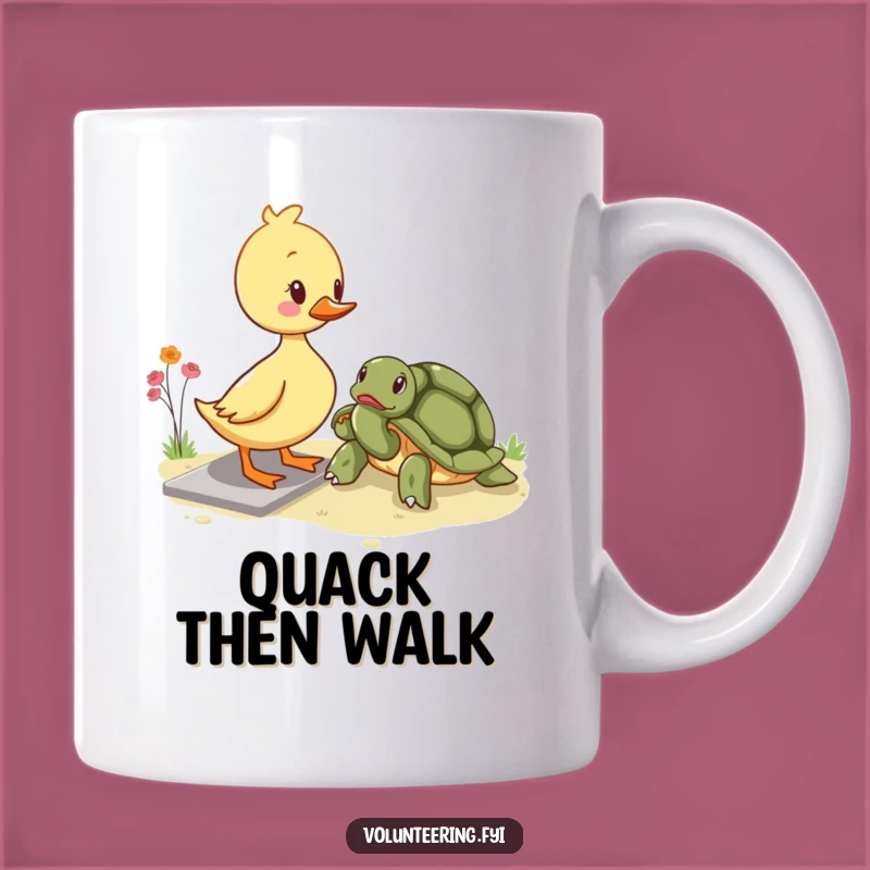 Funny Kawaii Duckling & Turtle Mug - Adorable Intergenerational Help Gift