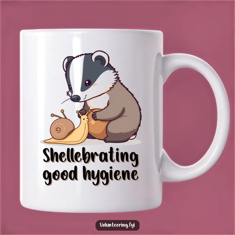 Funny Badger & Snail Mug - Diligent Helper Animal Friendship Gift
