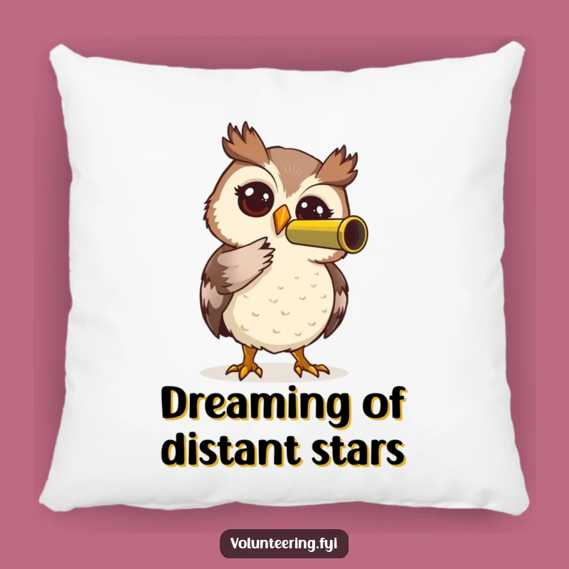Funny Owl Telescope Pillow: Snuggle Up with Humorous, Helpful Vibes