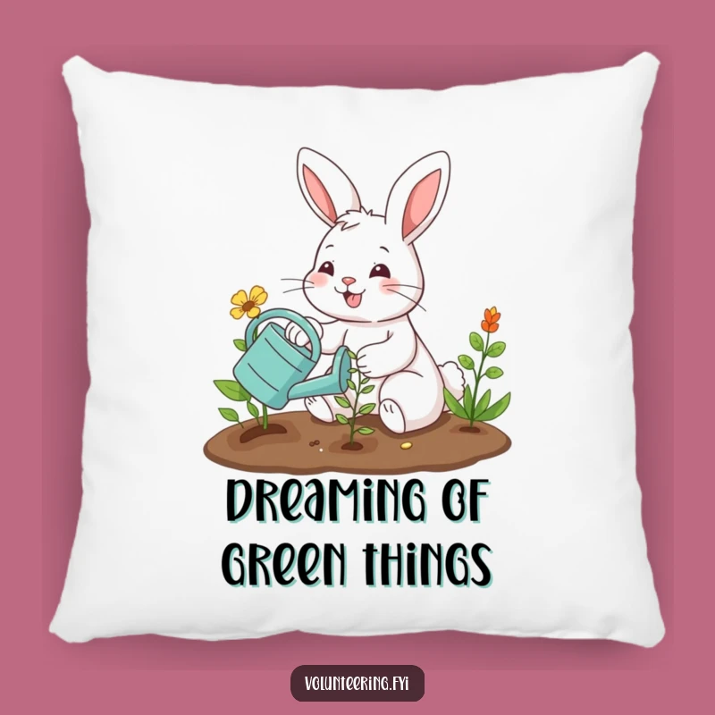 Funny Bunny Gardener Pillow - Cozy Planting Comfort & Gift