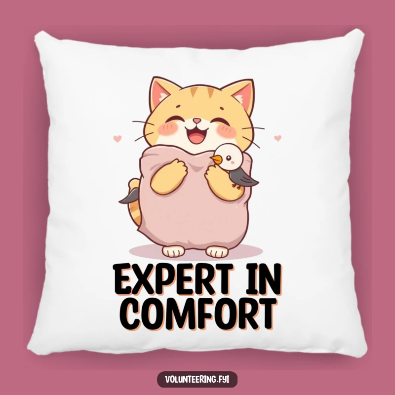 Funny Cat & Bird Blanket Pillow - Cozy Comfort Cushion Gift