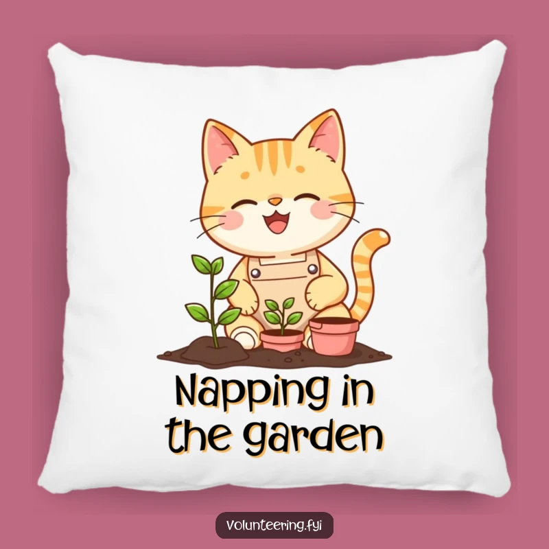 Funny Cat Gardener Pillow: Add Cozy Charm with This Hilarious Feline Accent