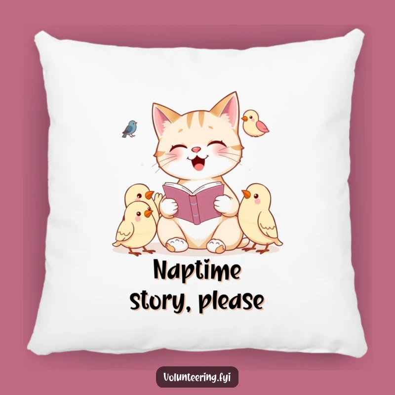 Funny Cat Reading Pillow: Comfy Cushion with a Cheerful Feline Reader, Great Gift!