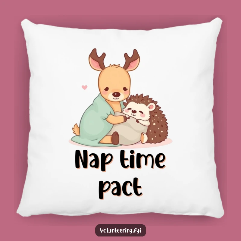 Funny Kawaii Deer & Hedgehog Pillow: Snuggle-Worthy Comfort Funny Gift