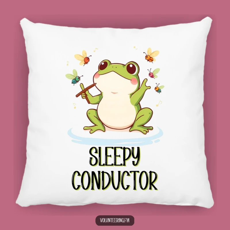 Funny Kawaii Frog Conductor Pillow: Cozy Comfort for the Music Lover, Delightful Funny Gift