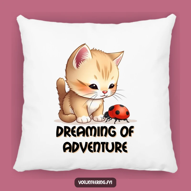 Funny Kitten Ladybug Pillow: Cozy Helpful Pet Cushion, Hilarious Gift