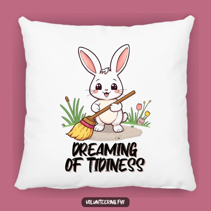 Funny Rabbit Sweeping Pillow: Comfy Cushion with a Tidy Bunny, Great Gift!