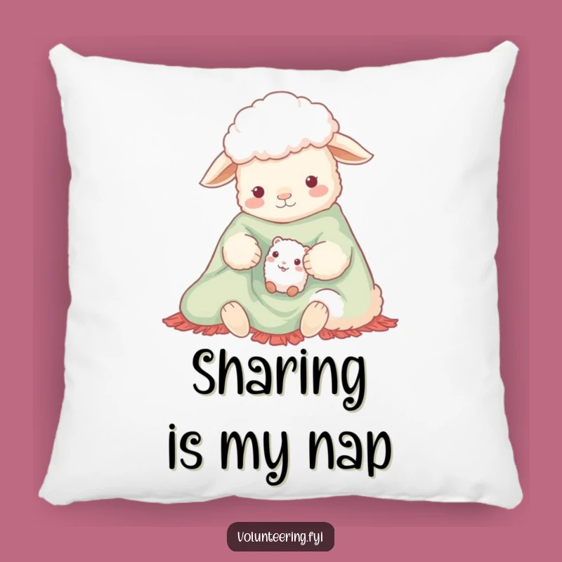 Funny Sheep Sharing Blanket Pillow - Soft & Comical Accent Cushion