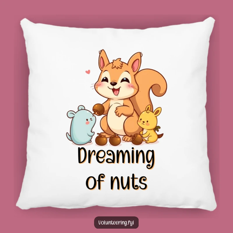 Funny Squirrel Pillow: Soft Acorn Giver Cushion, Cozy Woodland Accent Gift