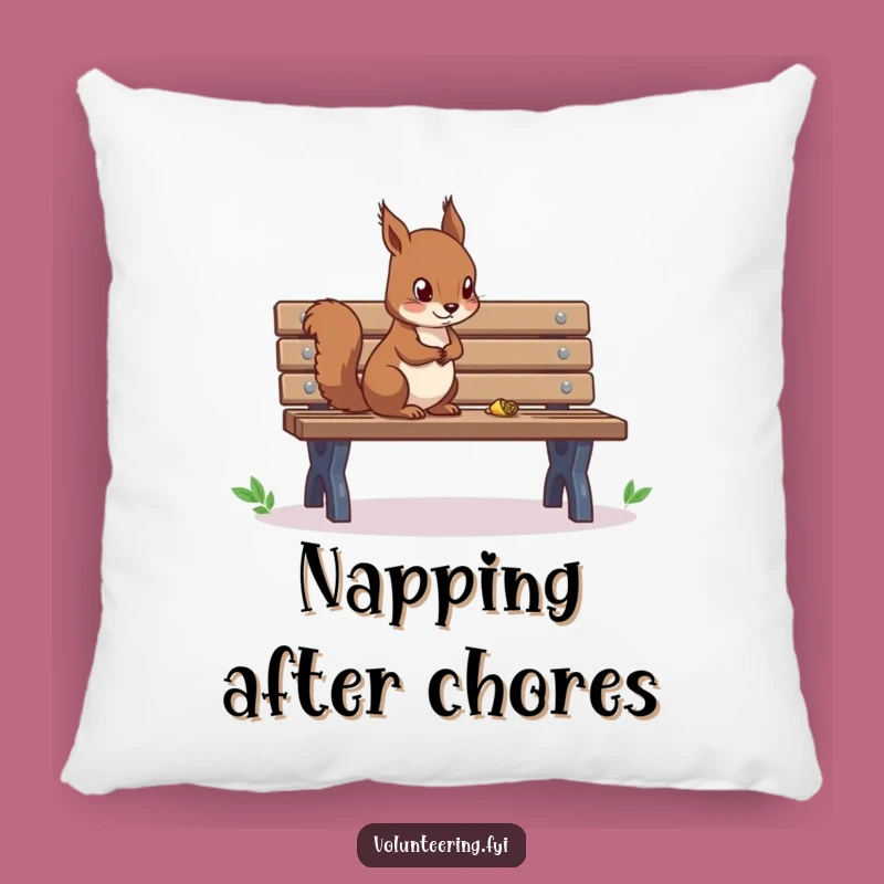 Funny Squirrel Tidying Pillow: Cozy Accent with an Eco-Message