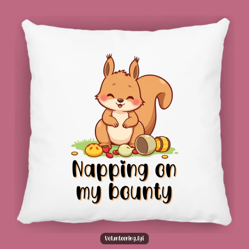 Funny Squirrel Picnic Pillow: Cozy Playful Critter Cushion, Hilarious Gift