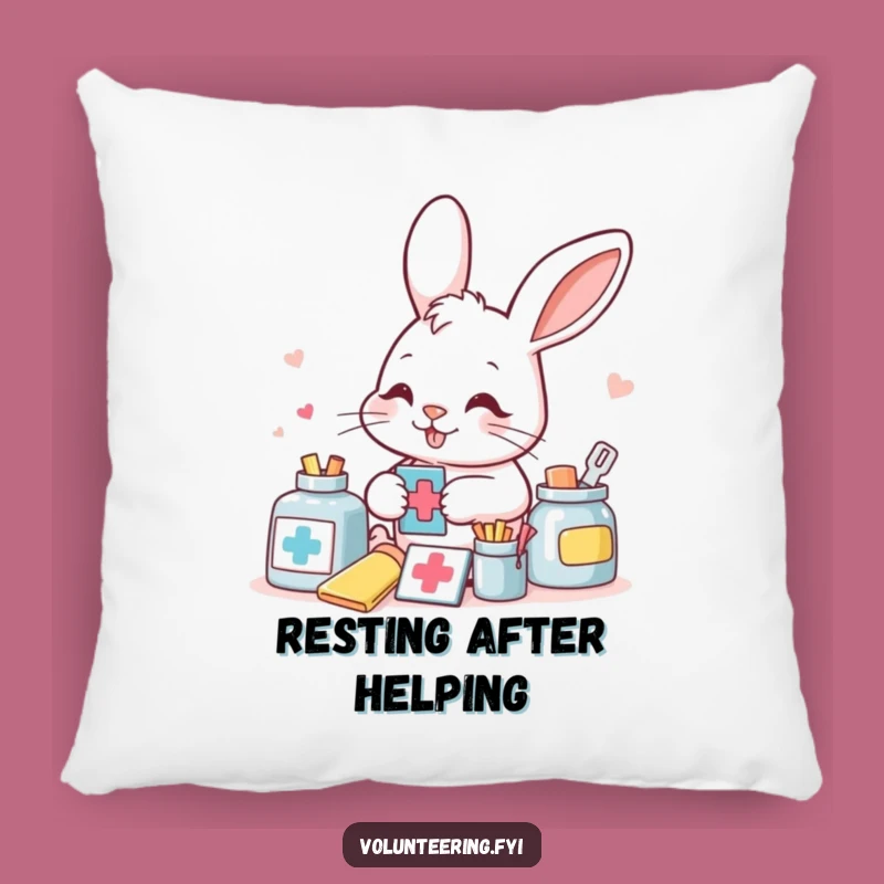 Funny Bunny Aid Worker Pillow: Add Organized Comfort with This Hilarious Accent