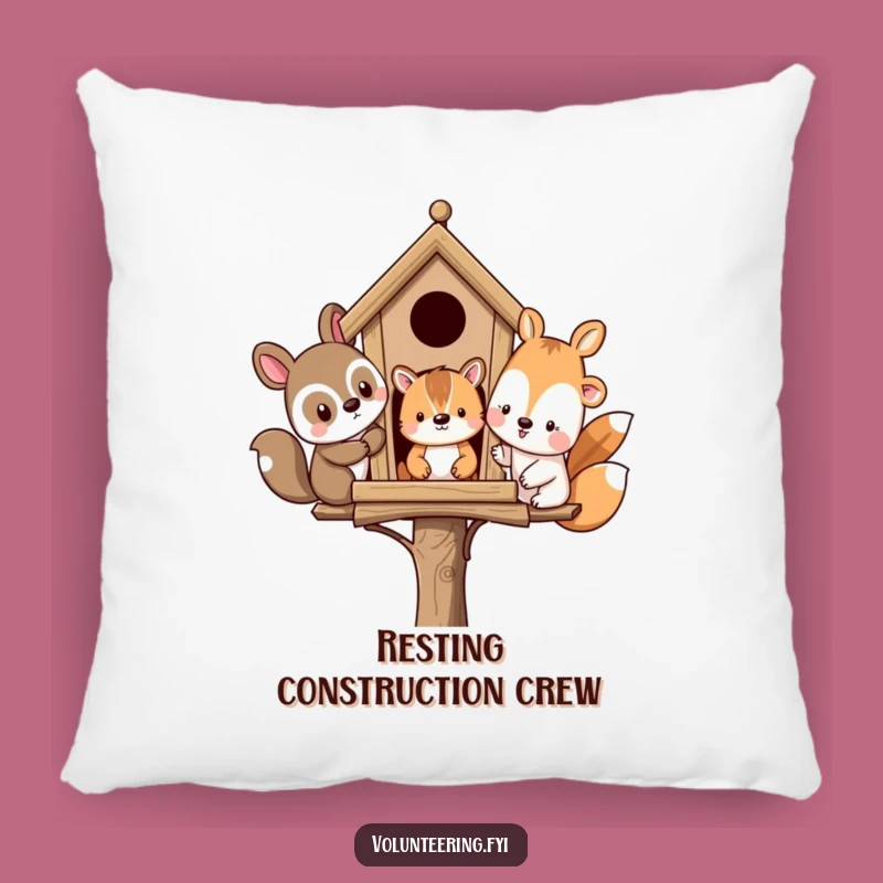 Funny Animal Friends Birdhouse Pillow: Snuggle Up with Hilarious Companions