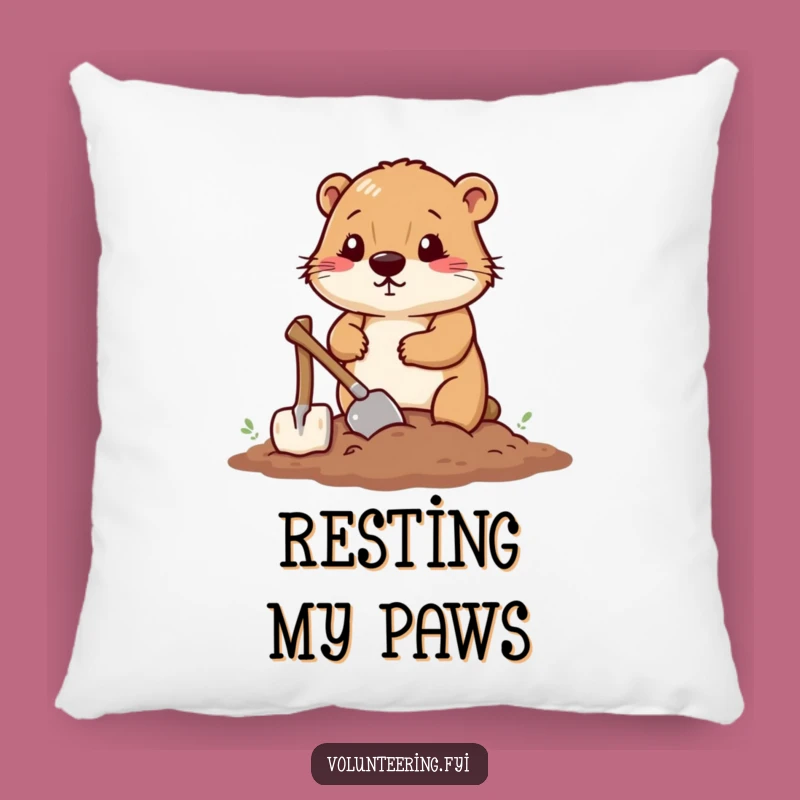 Funny Beaver Construction Pillow - Cozy & Humorous DIY Decor Accent