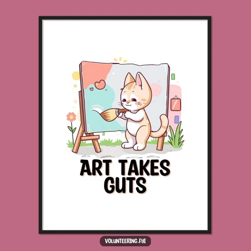 Funny Digital Art Print: Kitten Mural Artist - Hilarious Wall Decor Art, Gift